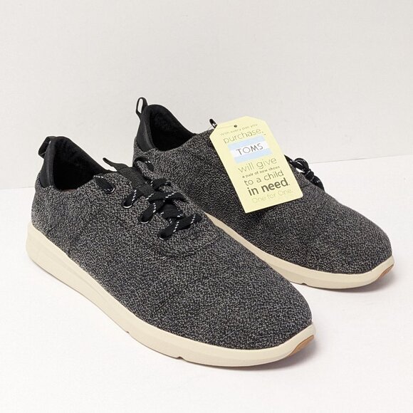 Toms Cabrillo Casual Sneakers, Black Terry Cloth, Mens 11.5...